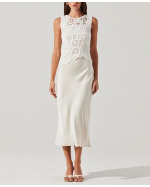 Astr Martina Crochet-overlay Slip Dress - White