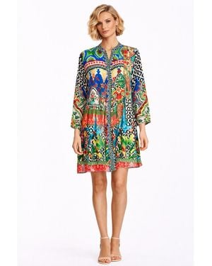 La Moda Clothing Short Asymmetrical Dress - Multicolor