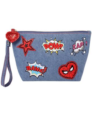 Marvel Spiderman Denim Patch Cosmetic Pouch - Blue