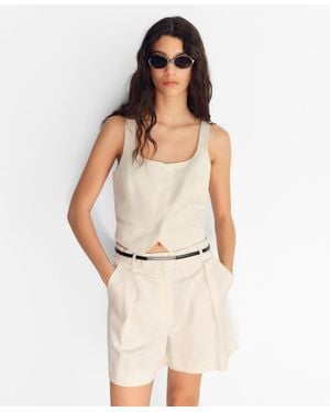 Mango Linen-blend Suit Bermuda Shorts - Natural
