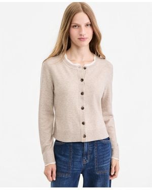 On 34th Long-sleeve Scallop-trim Cora Cardigan - Natural