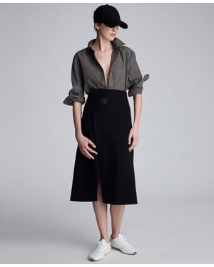 Kenneth Cole Center Front Slit Midi Skirt - Black