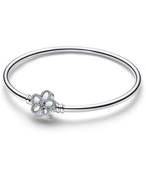 PANDORA Pave Flower Bangle - Metallic
