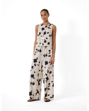Hush Petunia Linen Blend Wide Leg Pants - White