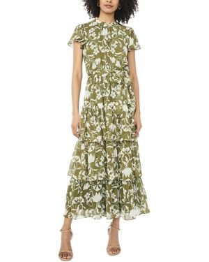 SAM & JESS Flutter-sleeve Tiered Dress - Green