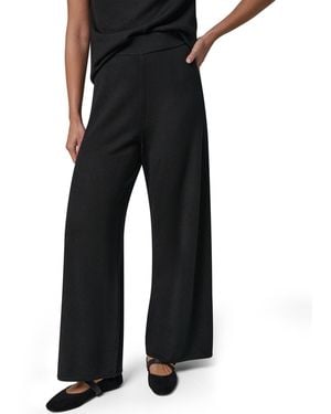 Donna Karan Wide-leg High-waisted Pull-on Wool Pants - Black