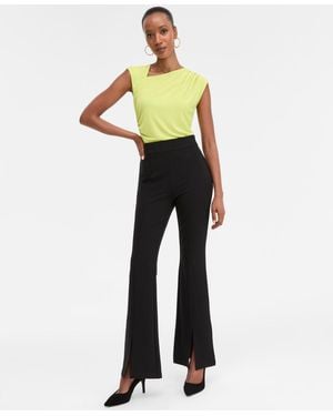 INC International Concepts Ponte-knit Slit-hem Flare Pants - Black