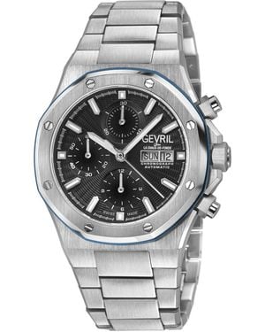 Gevril Swiss Made Kingsgate Swiss Automatic Silver Stainless Steel Bracelet Watch - Gray