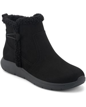 Easy Spirit Glace Cozy Sherpa-trimmed Zipper Ankle Booties - Black