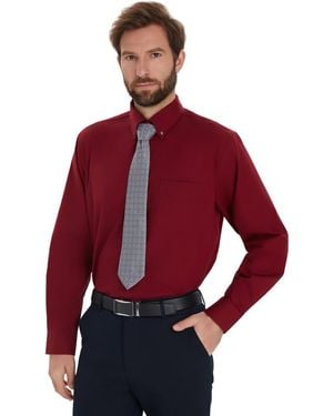 Club Room Pinpoint Button Front Solid Dress Shirt - Red