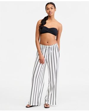 Dotti Striped Swim Cover-up Pants - White