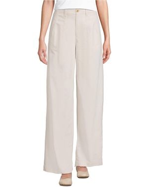 Lands' End Corduroy High Rise Wide Leg Top Stitch Pants - White