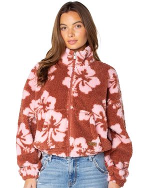 Roxy Cold Surf 263 Cropped Sherpa-lined Fleece Jacket - Red