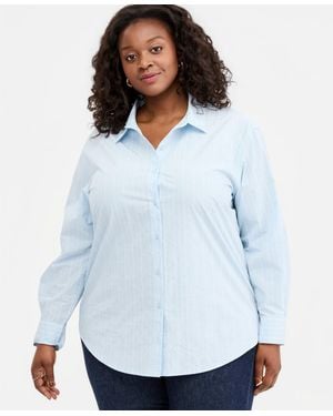 INC International Concepts Plus Size High Low Shirt - Blue