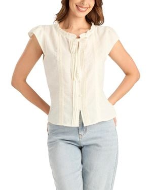Bcx Flutter Short-sleeve Peplum Top - White