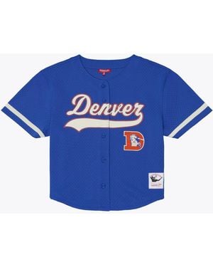 Mitchell & Ness Denver Broncos Retro Button-up Mesh Jersey - Blue