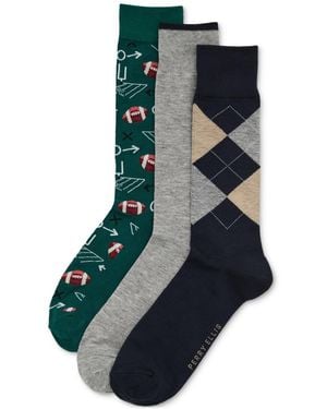 Perry Ellis 3pk. Mixed Patterned Socks - Blue
