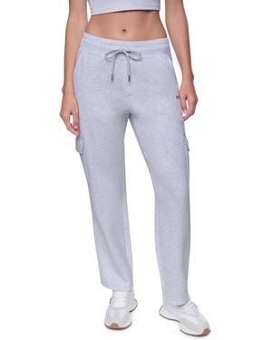 DKNY Metallic Bubble Logo Mid-rise Tapered Leg Cargo Pants - Blue