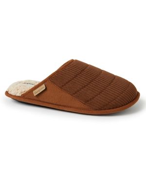 Dearfoams Rocky Mixed Material Scuff Slippers - Brown