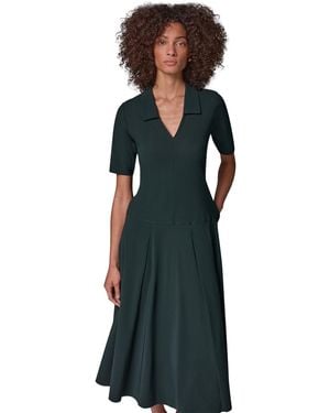 Donna Karan Weekend V-neck A-line Midi Dress - Blue