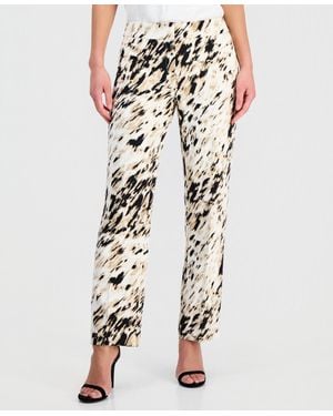 Kasper Animal-print Straight-leg Pants - White