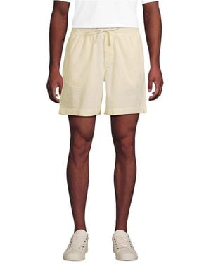 Lands' End 7" Seersucker Pull On Deck Short - Natural