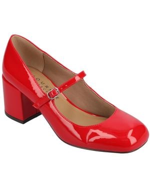 Journee Collection Okenna Mary Jane Block Heel Pumps - Red