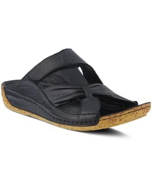 Spring Step Style Gretta Leather Slide Sandal - Blue