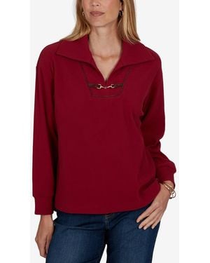 Ruby Rd. Petite Knt Premium Rib Collared Long-sleeve Top