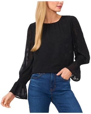 Cece Smocked-cuff Blouse - Blue