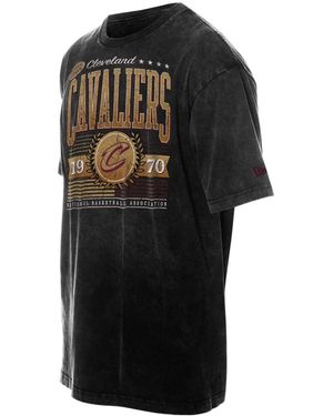 KTZ Cleveland Cavaliers Oversized Throwback Collection Mineral Wash T-shirt - Black