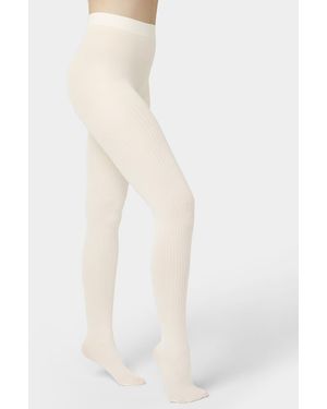 Hue Faux Textured Knee Tights - White