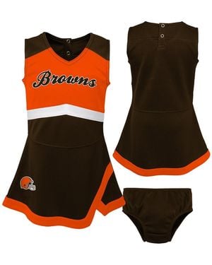 Outerstuff Girls Preschool 2-piece Cleveland S Cheer Captain Sweater Dress - Orange