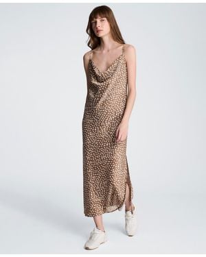 Kenneth Cole Polka Dot Cowl Neck Slip Dress - Natural