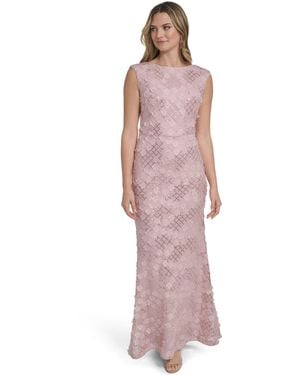 Jessica Howard Petite Sleeveless Extended Shoulder Gown - Pink