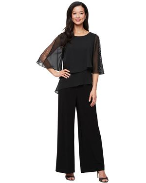 Sl Fashions Matte Embellished Sleeve Jumpsuit - Black