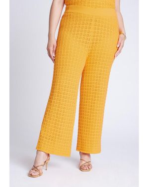 Eloquii Plus Size Crochet Knit Pant - Yellow