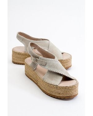 Forever & Always Shoes Bellezza Leather Platform Sandals - White