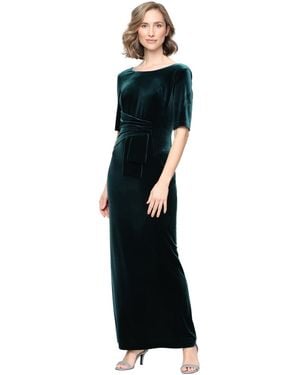 Alex Evenings Velvet Ruched-waist Boat-neck Dress - Black