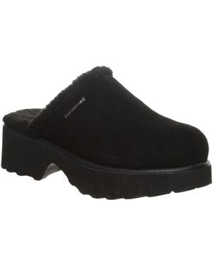 BEARPAW Marnie Suede Slip-on Clogs - Black