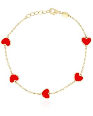 The Lovery Coral Heart Station Bracelet 14k Gold - Red