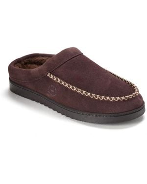 Dearfoams Beckett Genuine Suede Clog Slippers - Brown