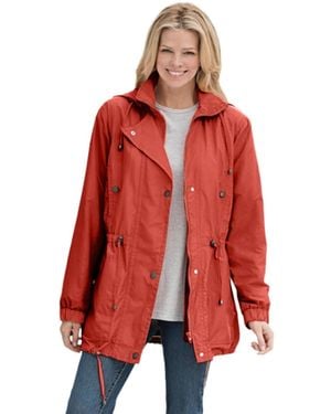 Woman Within Plus Size Fleece-lined Taslon Anorak - Red