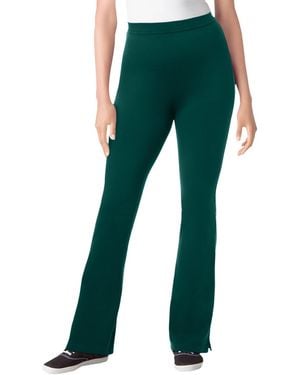 Woman Within Within Tall Stretch-cotton Knit Pull-on Bootcut leggings - Green