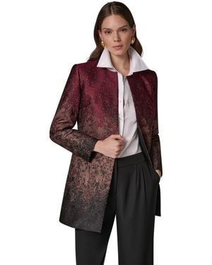 Donna Karan Collarless Shoulder-pad Blazer - Red