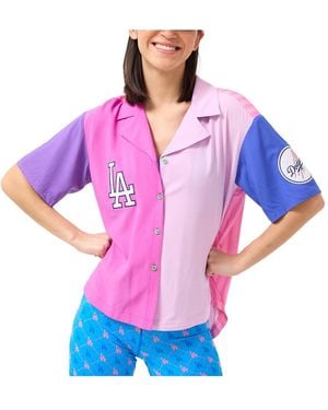 Terez Los Angeles Dodgers Color Block Button-up Shirt - Purple