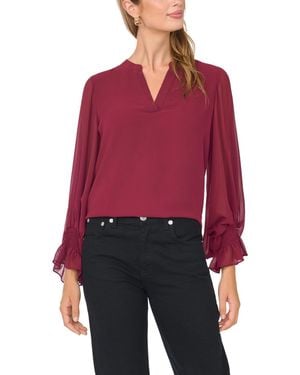 Vince Camuto Split-neck Long-sleeve Top - Red