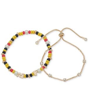 Clueless Gold-tone 2-pc. Set Crystal Slider & As If Mixed Bead Stretch Bracelets - Metallic