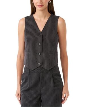 Rebecca Minkoff Rm Rebecca Minkoff Pinstripe Embellished Vest - Black