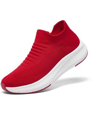 Peneyon Slip On Walking Shoes Lightweight Casual Breathable Sneakers - Red